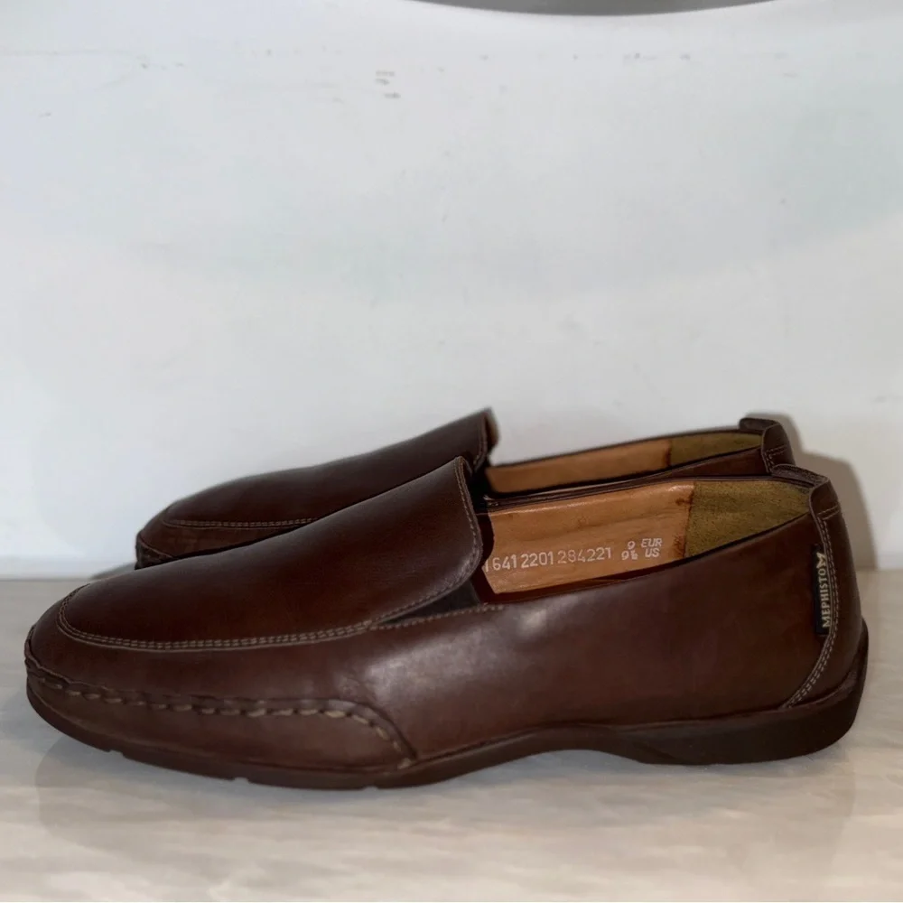 Mephisto Pistol Men’s Leather Loafers | Brown Slip-On Comfort Shoes Size 9.5